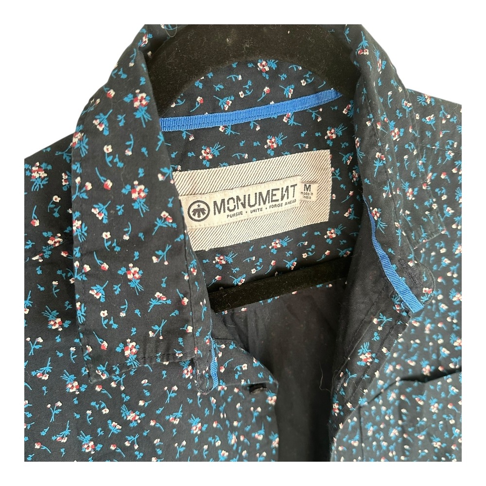 Monument Mens Short Sleeve Floral Print Button Up Shirt Size‎ Medium